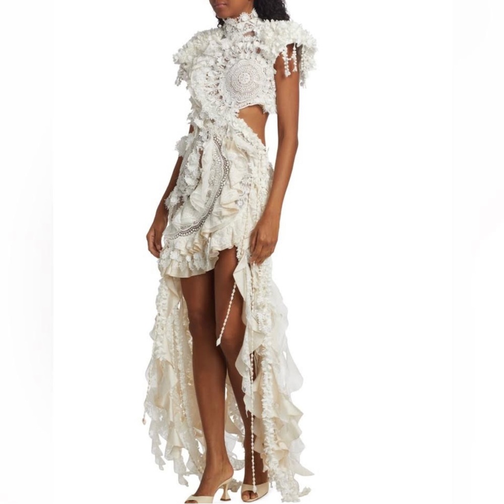 Zimmermann white lace frill dress US 6
